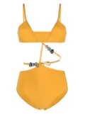 Christopher Esber Displace stone-beads swimsuit - Yellow