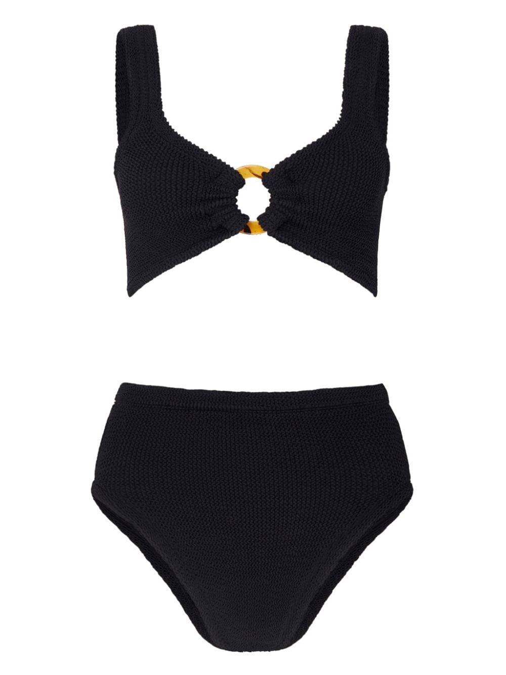 Hunza G Nadine seersucker bikini set – Black