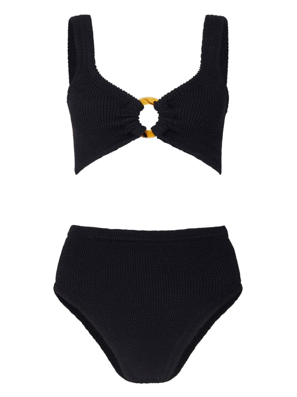 Hunza G Nadine Seersucker Bikini Set In Black