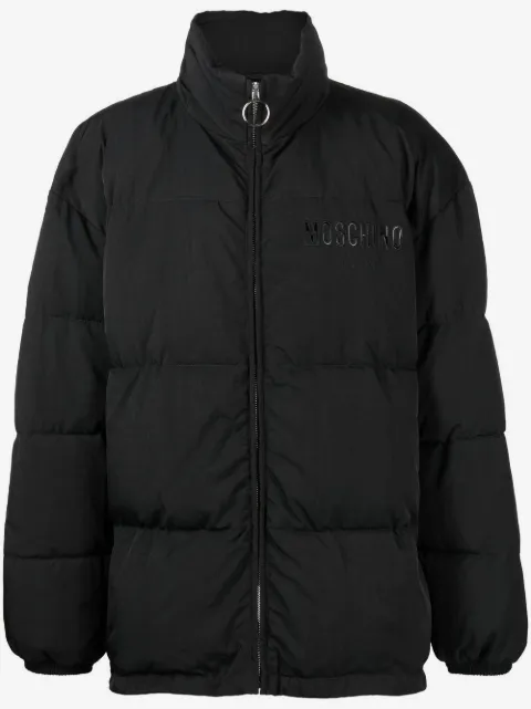 Moschino logo-print padded coat