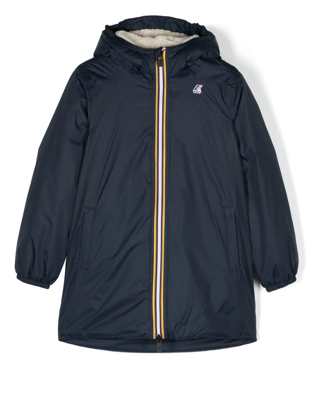 

K Way Kids Eiffel logo-patch hooded coat - Blue