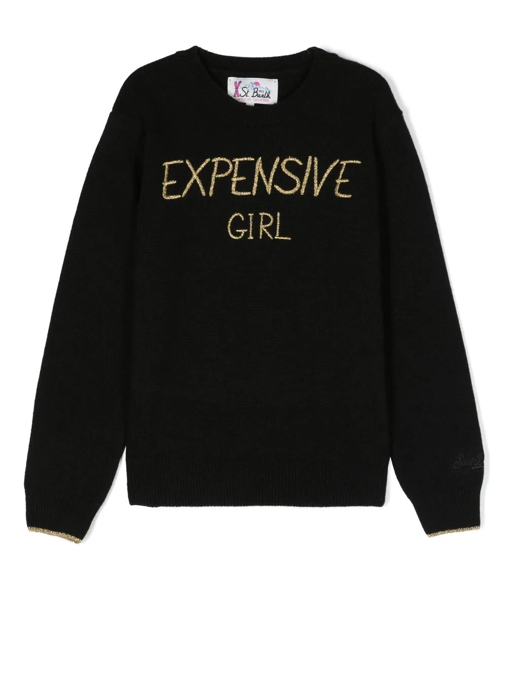 

MC2 Saint Barth Kids slogan-embroidery knit jumper - Black