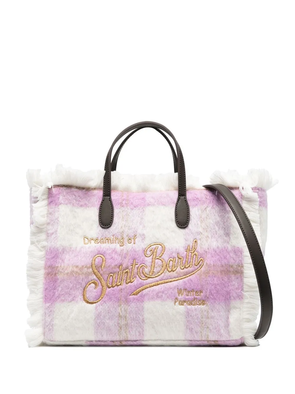 

MC2 Saint Barth faux-fur check tote bag - Pink