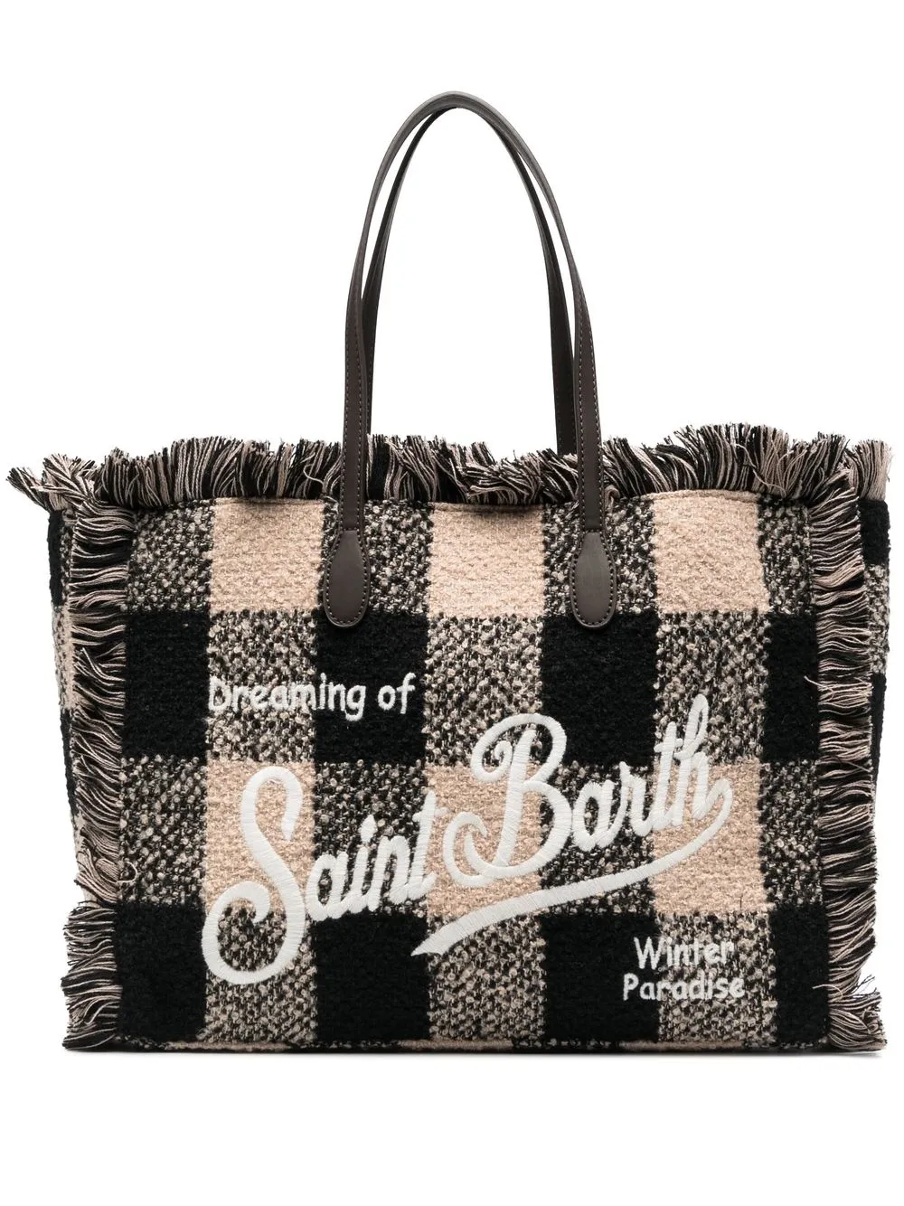 

MC2 Saint Barth tartan embroidered-logo tote bag - Black