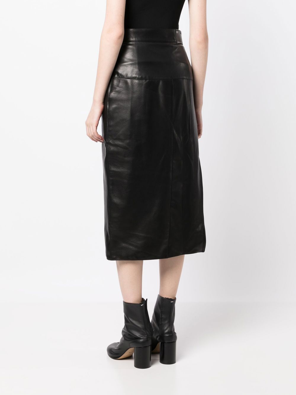 Shop Boyarovskaya Cut-out Leather Midi Skirt In Black