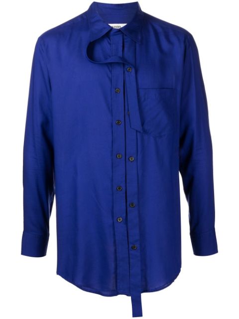 sulvam strap-detailing button-up shirt