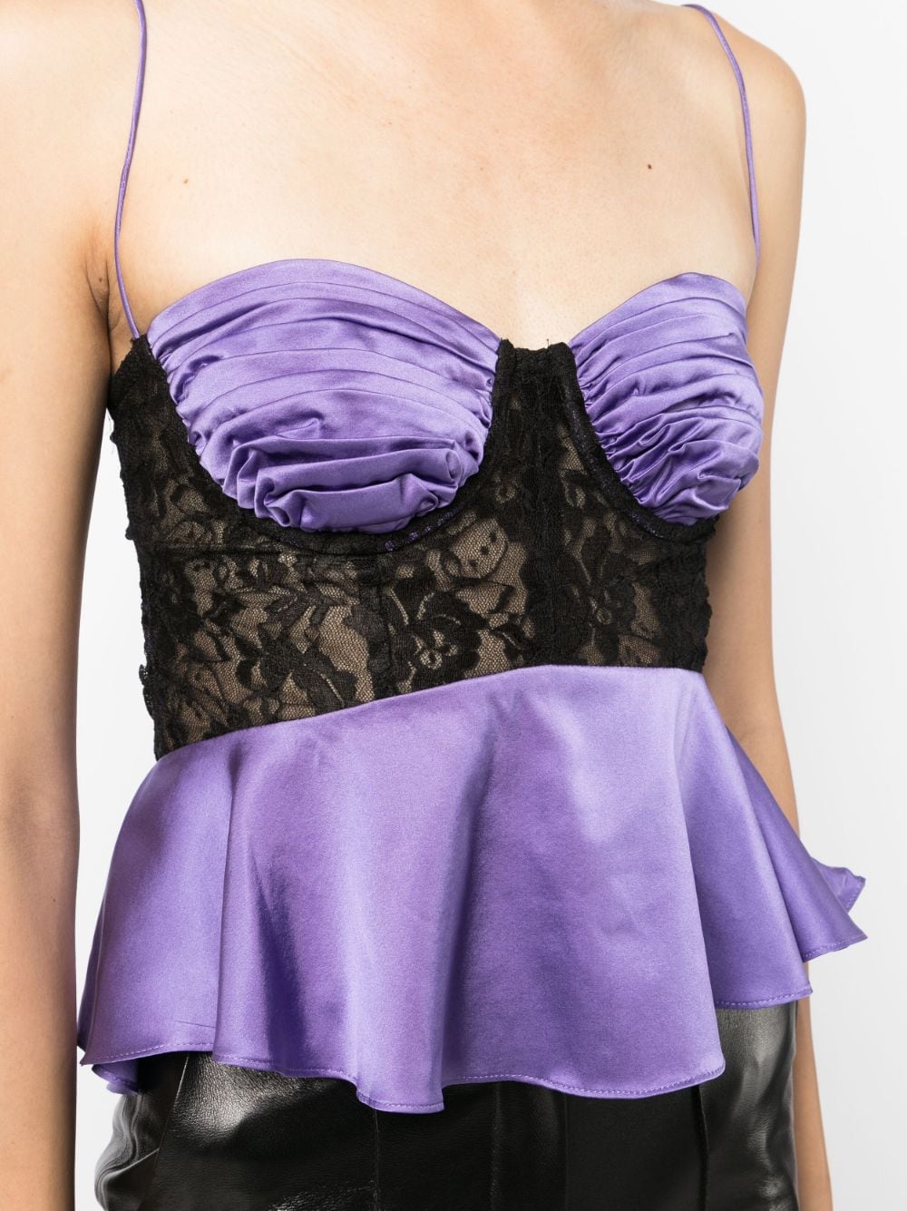 Shop Natasha Zinko Draped-detail Silk Tank Top In Purple