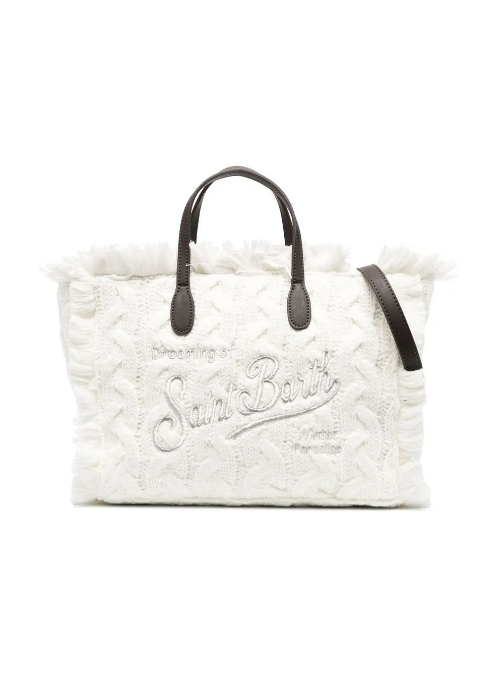 

MC2 Saint Barth Kids logo-embroidered cable-knit tote bag - Neutrals