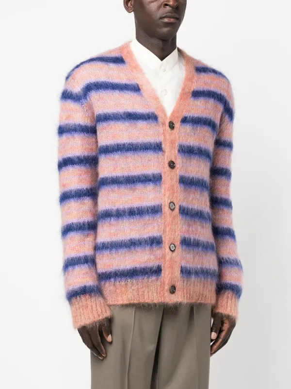 Marni Striped mohair-blend Cardigan - Farfetch