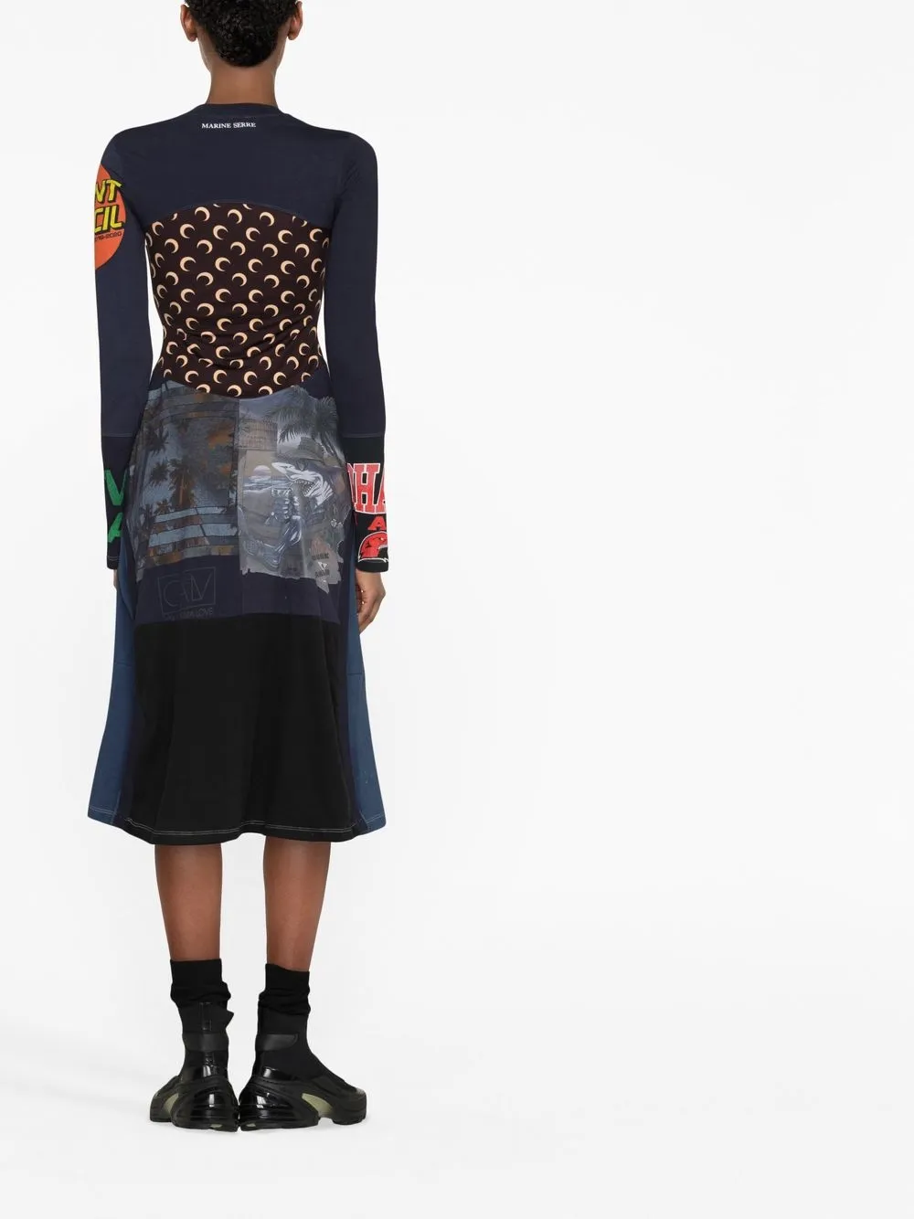 Marine Serre Patchwork long-sleeve Dress - Farfetch