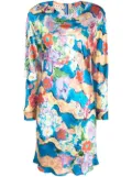 Marni abstract-print satin dress - Blue