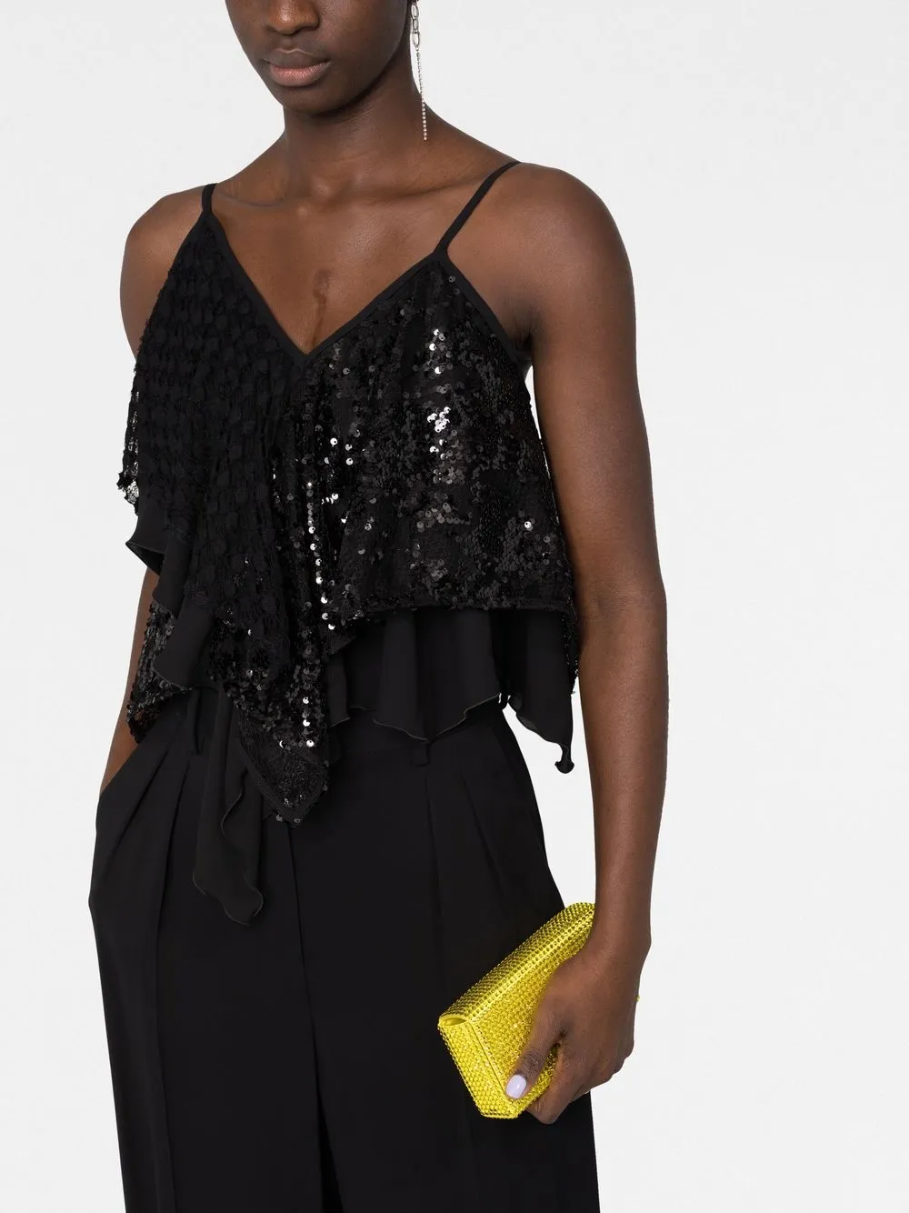 Shop Attico Asymmetric Embellished Vest Top In Black