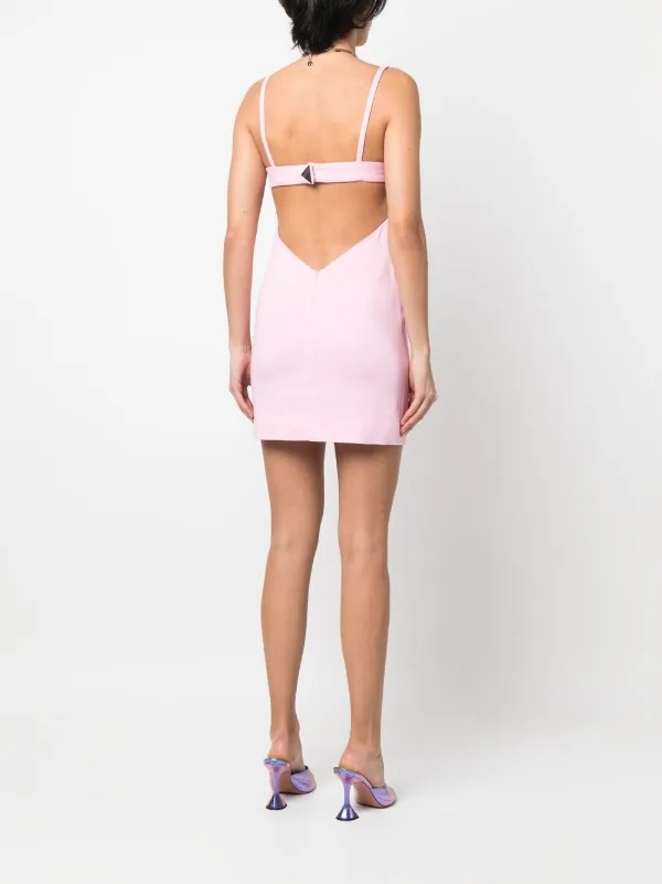 The Attico square-neck Backless Mini Dress | Pink | FARFETCH