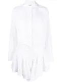 The Attico ruffled-trim shirt dress - White