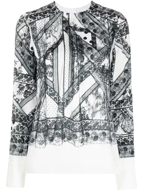 ERDEM Tara lace-trim long-sleeve top