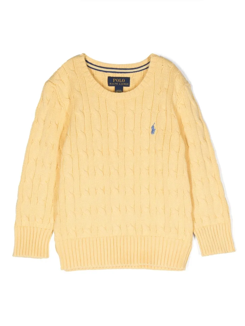 

Ralph Lauren Kids suéter en tejido de ochos y logo bordado - Amarillo