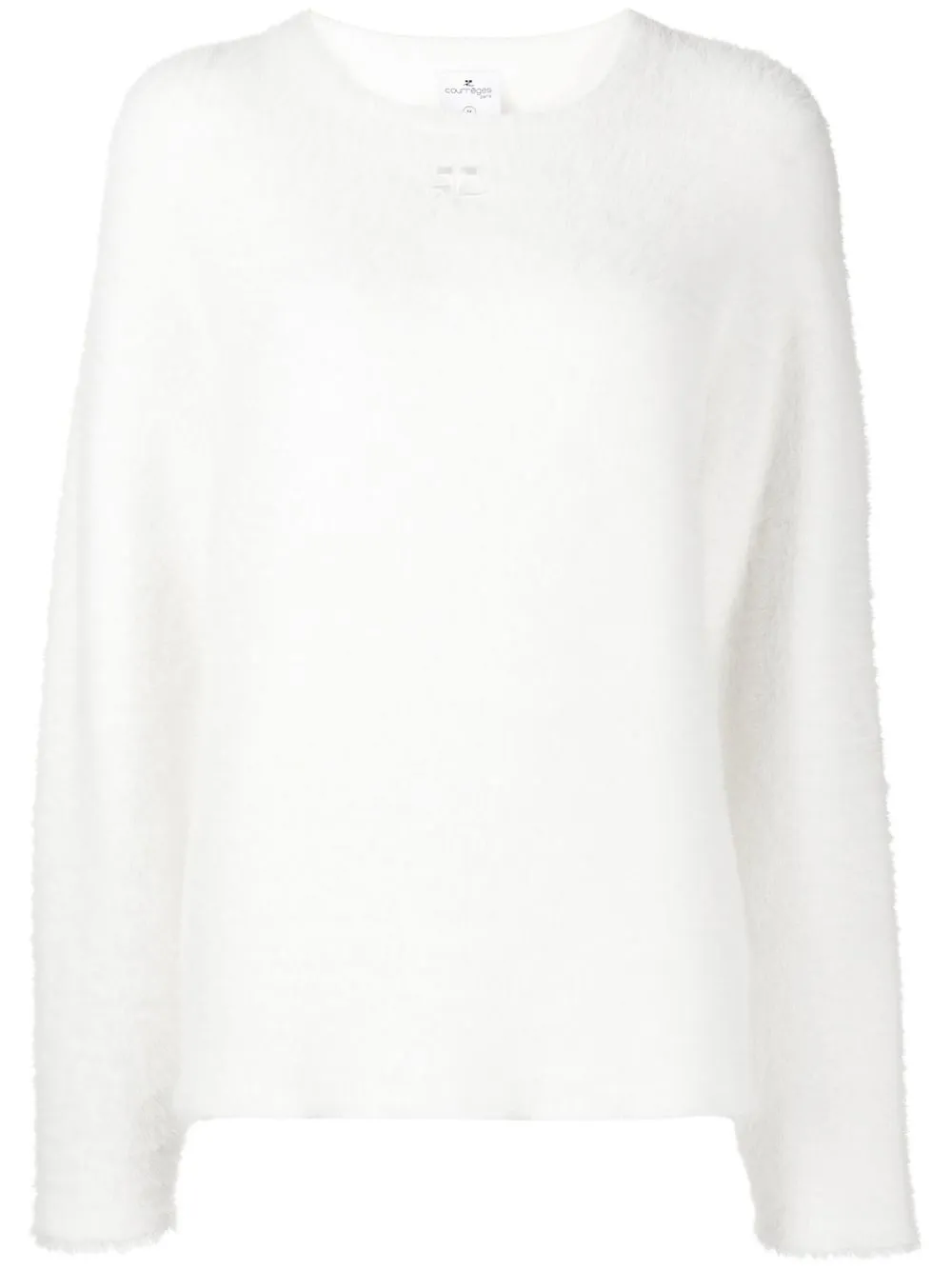 

Courrèges textured crew neck knitted sweater - White