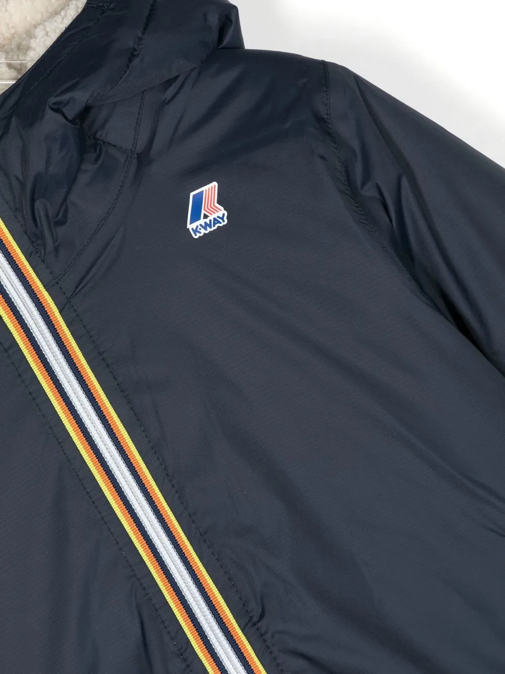 K-way Chest Logo-patch Hooded Jacket In Blue