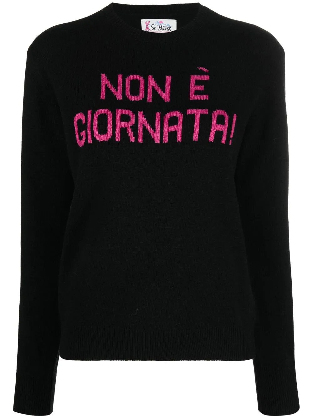 

MC2 Saint Barth intarsia-slogan crew-neck jumper - Black