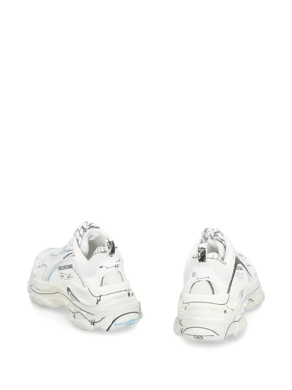 Balenciaga Triple S sketch-print Sneakers | White | FARFETCH