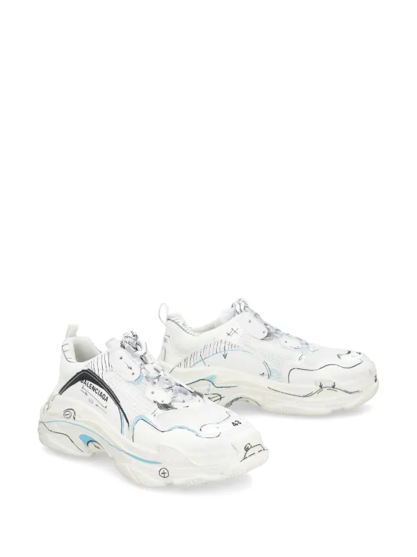 Balenciaga Triple S sketch-print Sneakers White FARFETCH JO