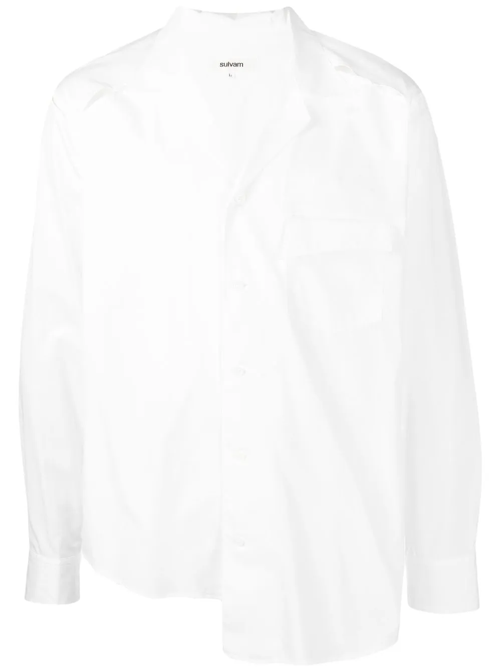 

sulvam camisa asimétrica con cuello abierto - Blanco