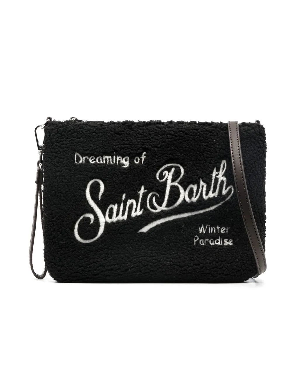 

MC2 Saint Barth Kids logo embroidery clutch bag - Black