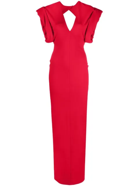 The Attico V-neck backless evening dress 