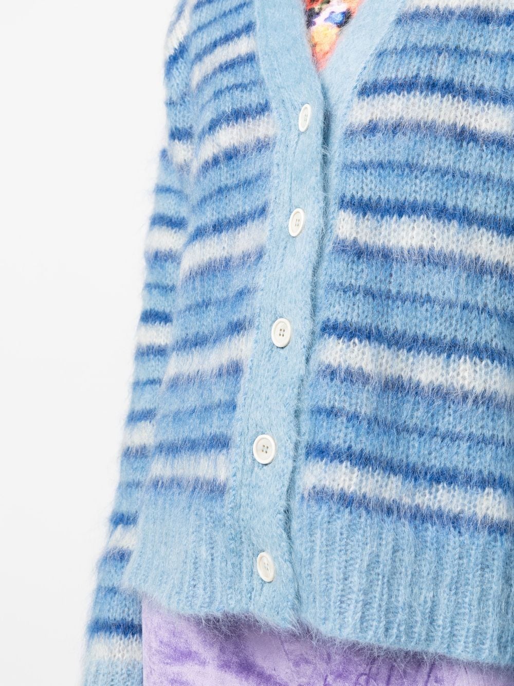 Marni V-neck Striped Mohair Cardigan - Farfetch