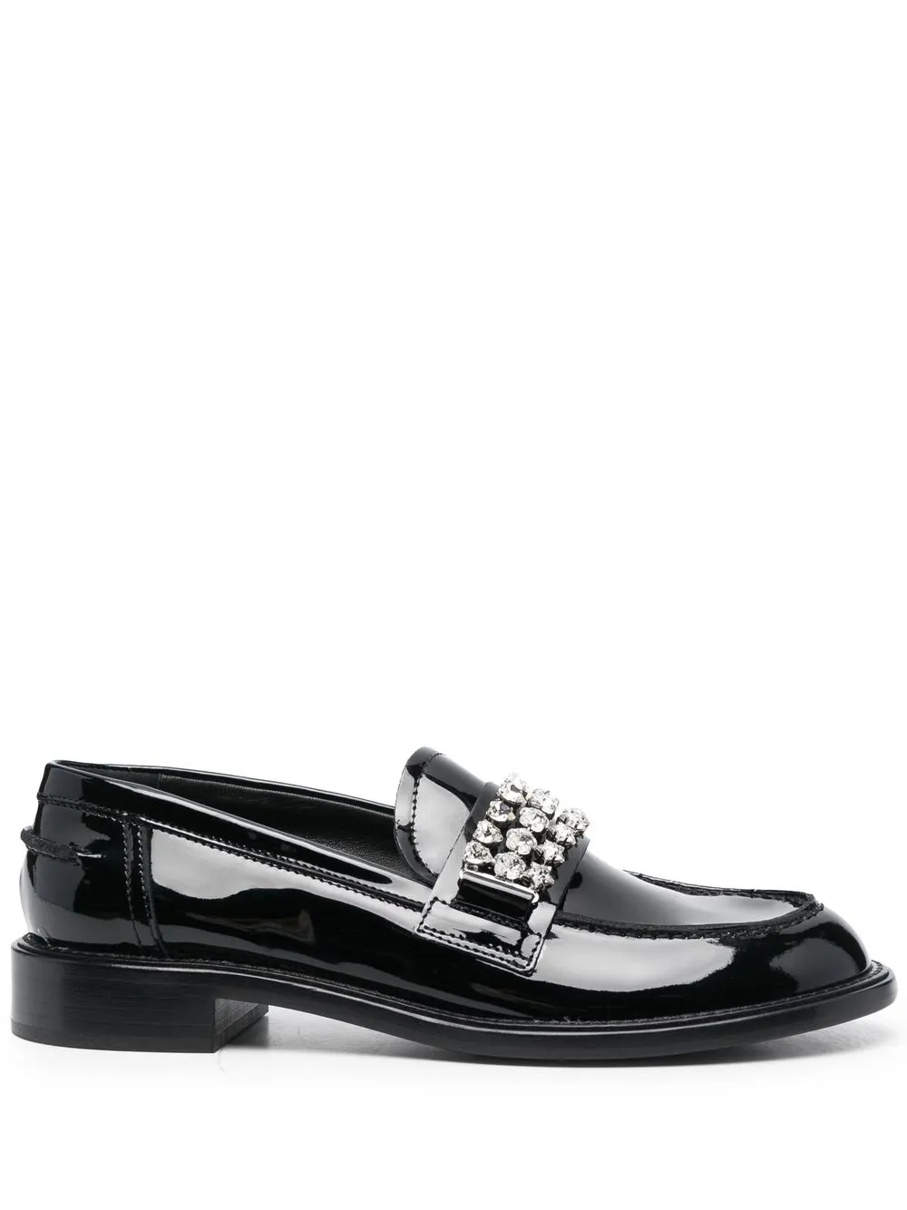 

AGL crystal-embellished leather loafers - Black