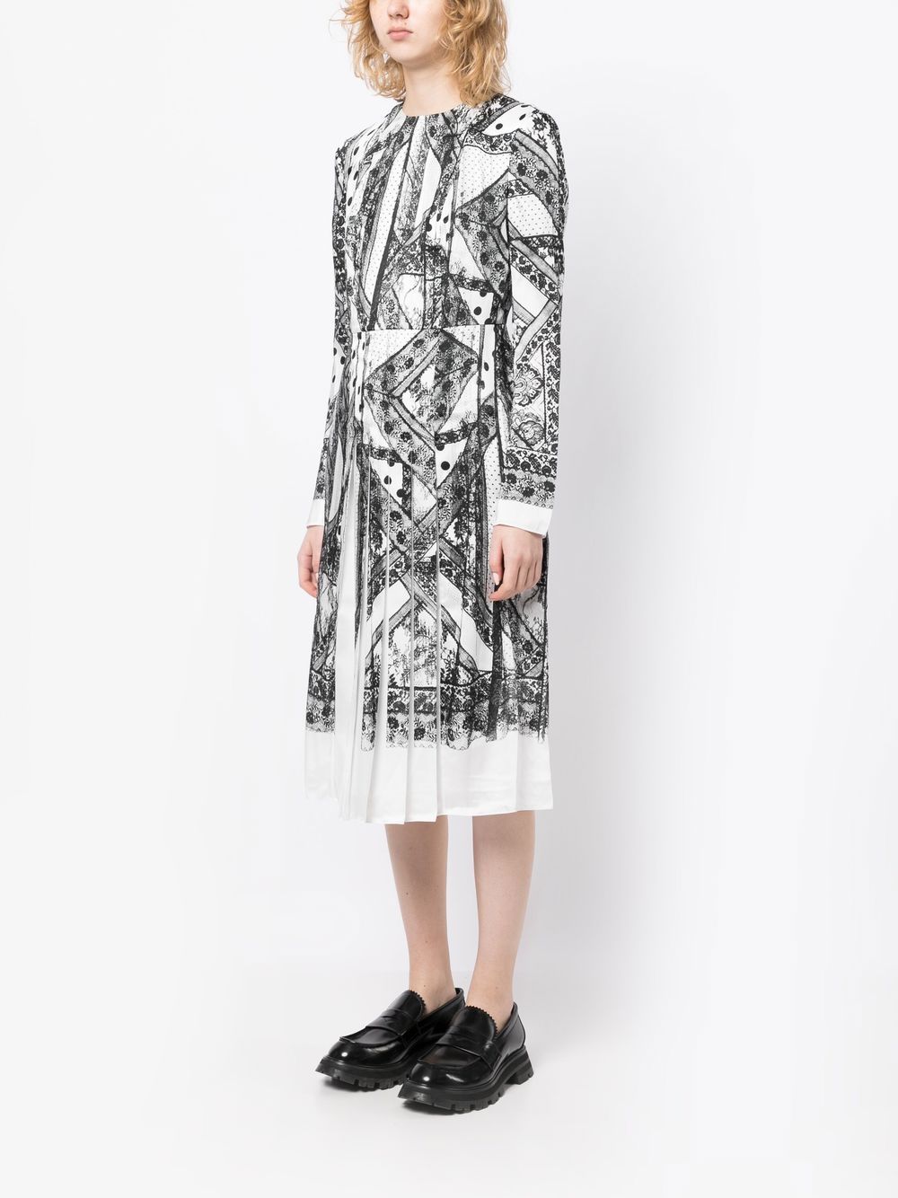 Shop Erdem Franca Lace-print Pleated Midi Dress In White
