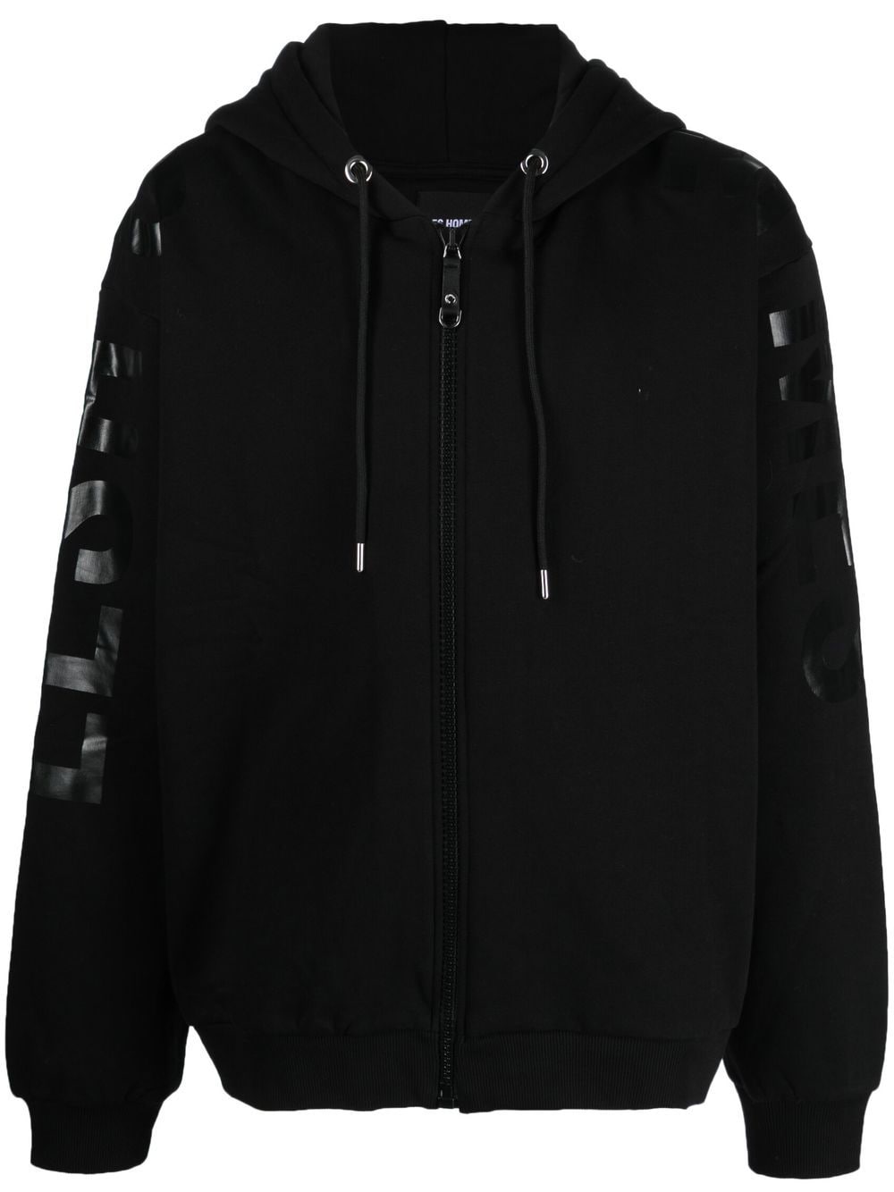 LES HOMMES logo-print zip-up hoodie - Black
