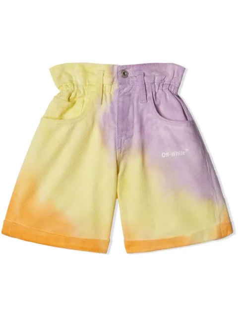Off-White Kids high-rise Helvetica tie-dye shorts