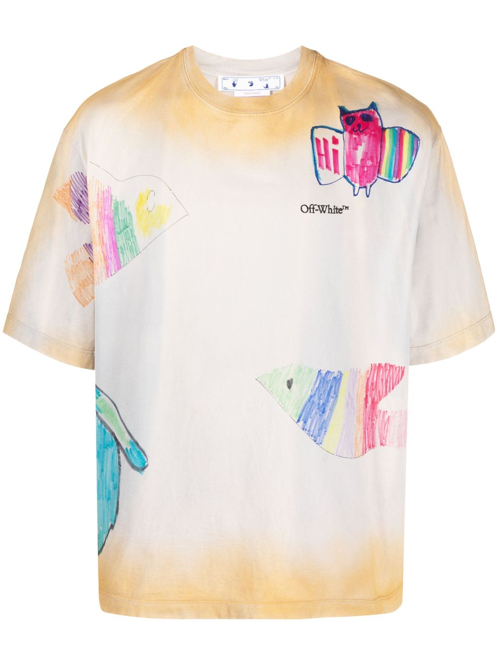 Off-White Cartoon Farfetch Cotton Over Skate-print T-shirt 