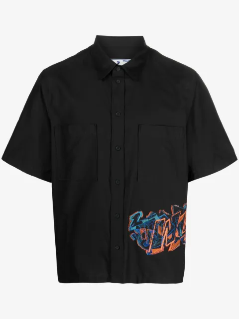 Off-White embroidered-design short-sleeve shirt