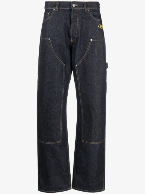 Off-White jeans rectos con costuras en contraste