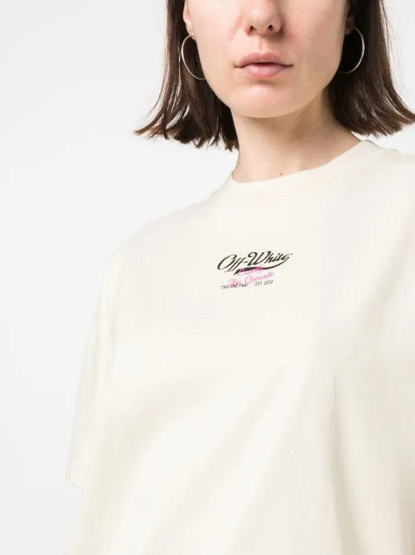 Off White logo print Organic Cotton T shirt Farfetch