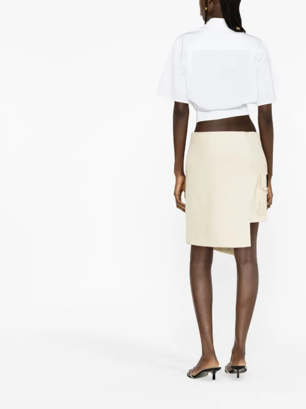 White asymmetrical deals mini skirt