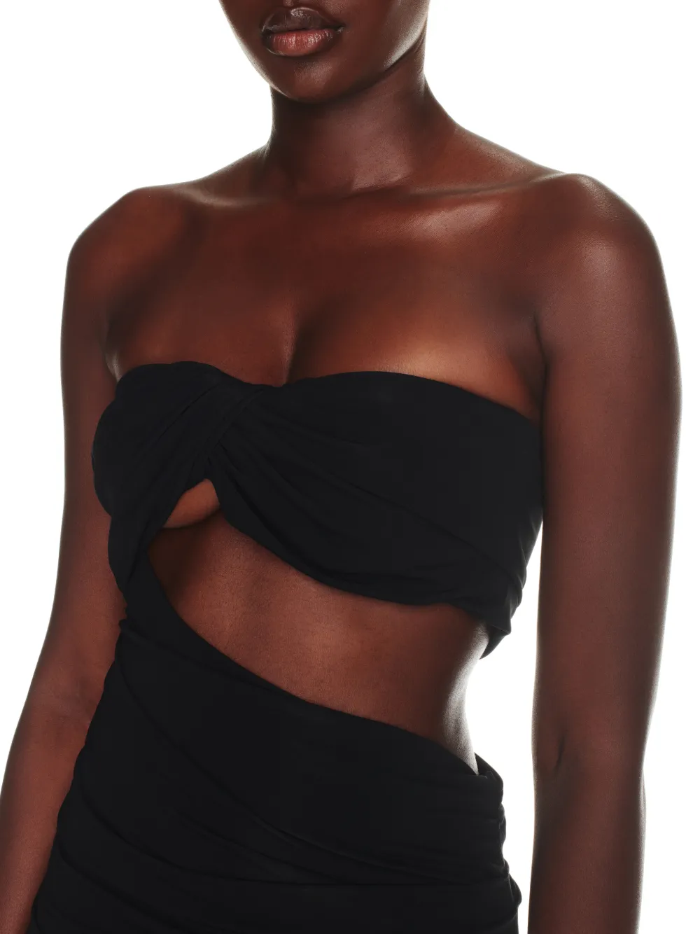 Vi-Crepe Draped Straples Dress