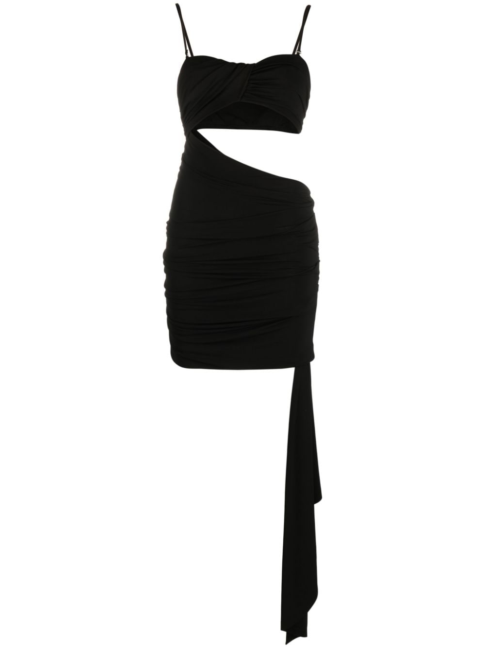 Shop Off-white Vi-crepe Draped Strapless Mini Dress In Black