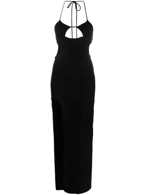 Off-White vestido con cuello halter y aberturas
