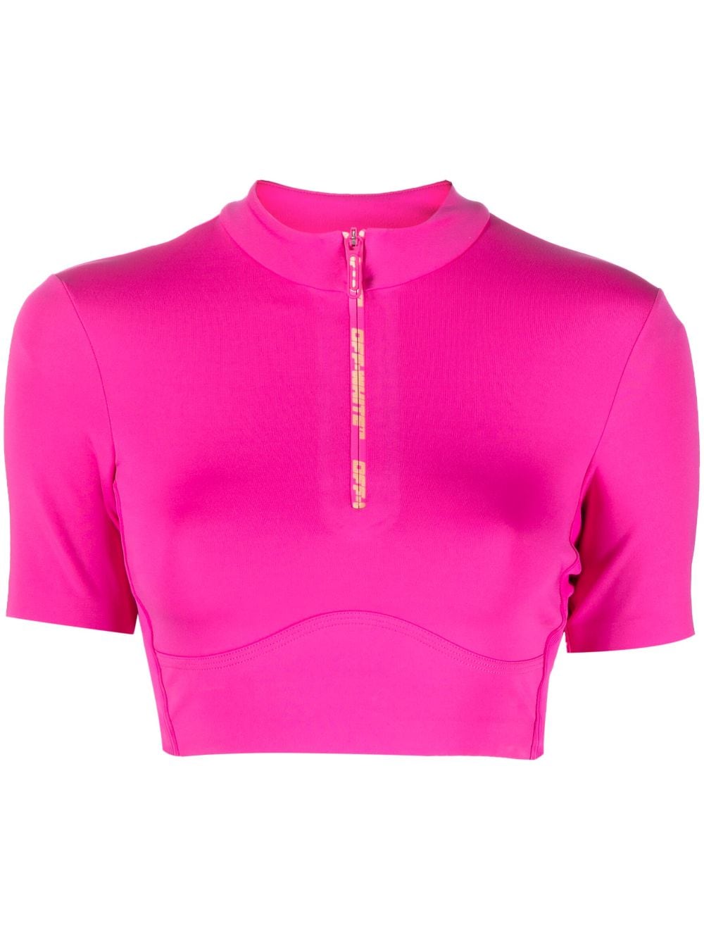 Shop Off-white Half-zip Cropped Training T-shirt In Rosa
