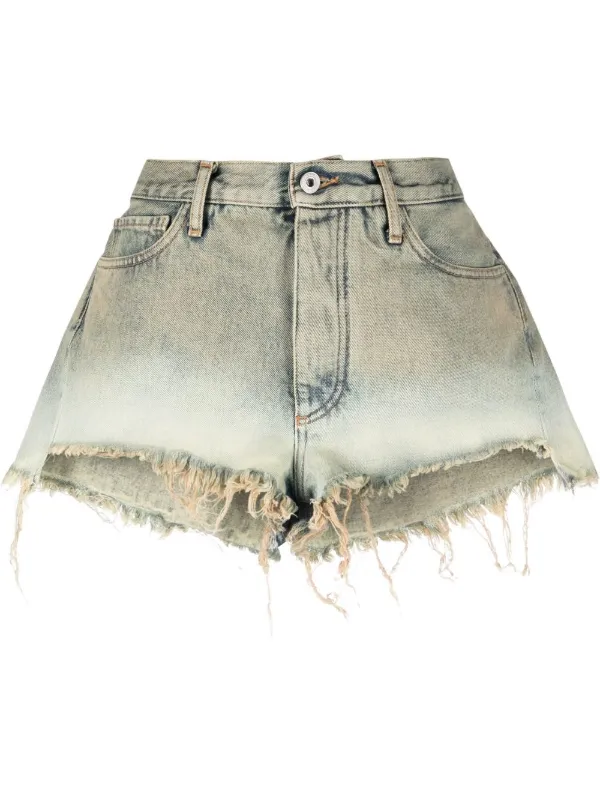 R13 crossover-waist raw-hem Shorts - Farfetch