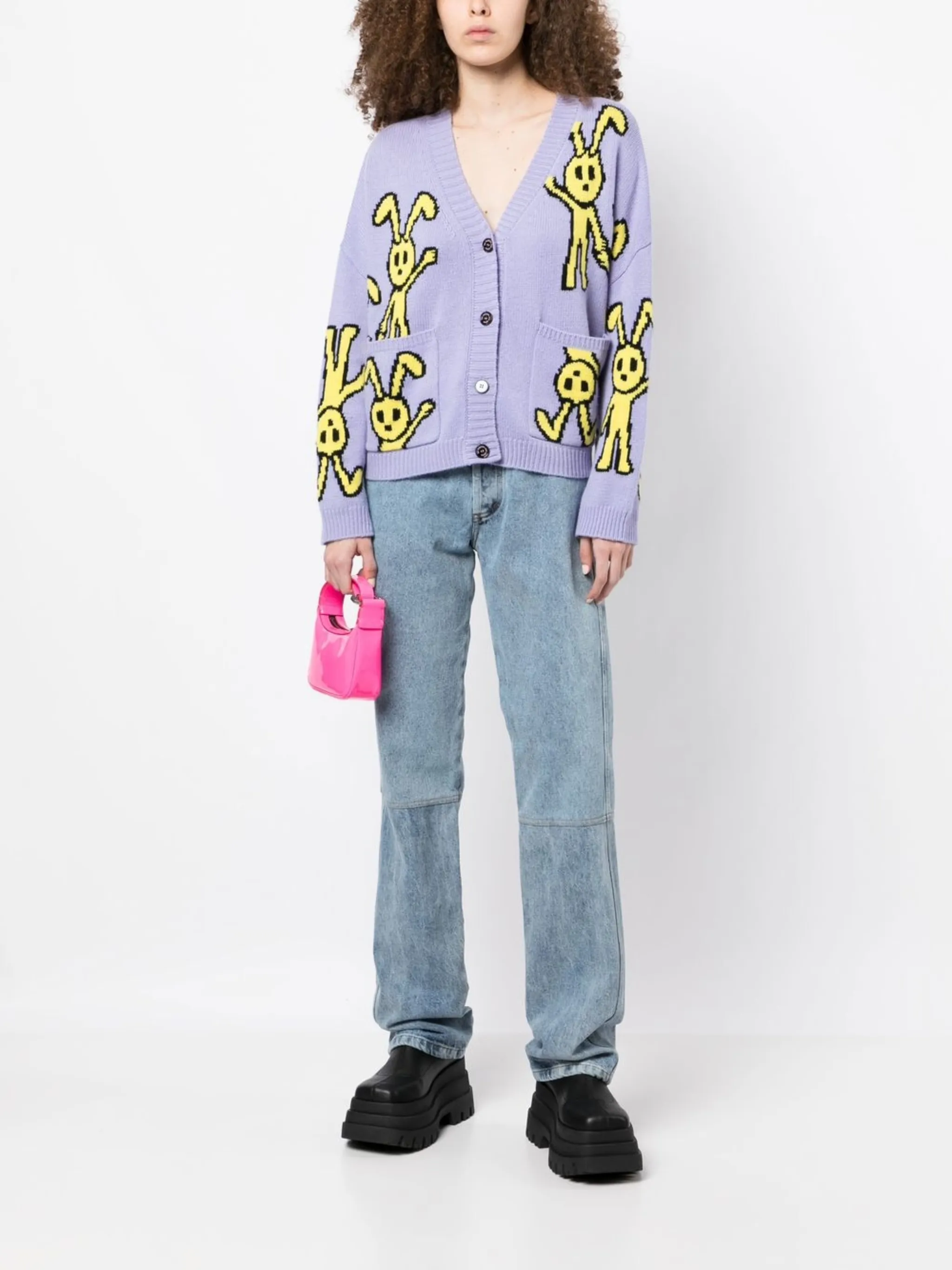 Natasha Zinko bunny-print knit cardigan