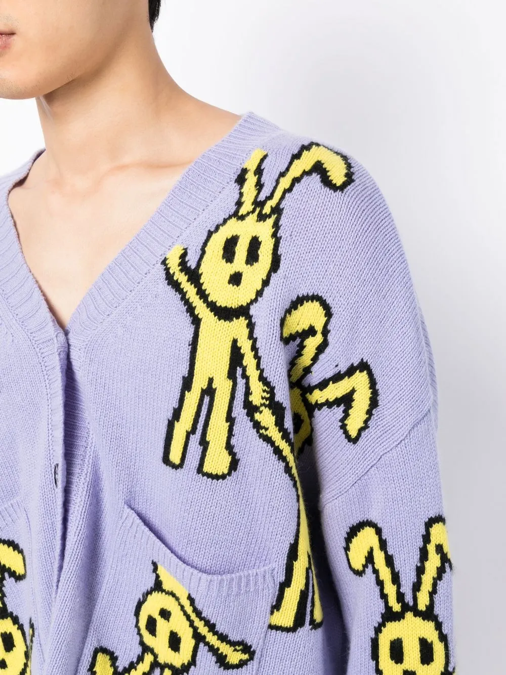 Bunny-Print Knit Cardigan