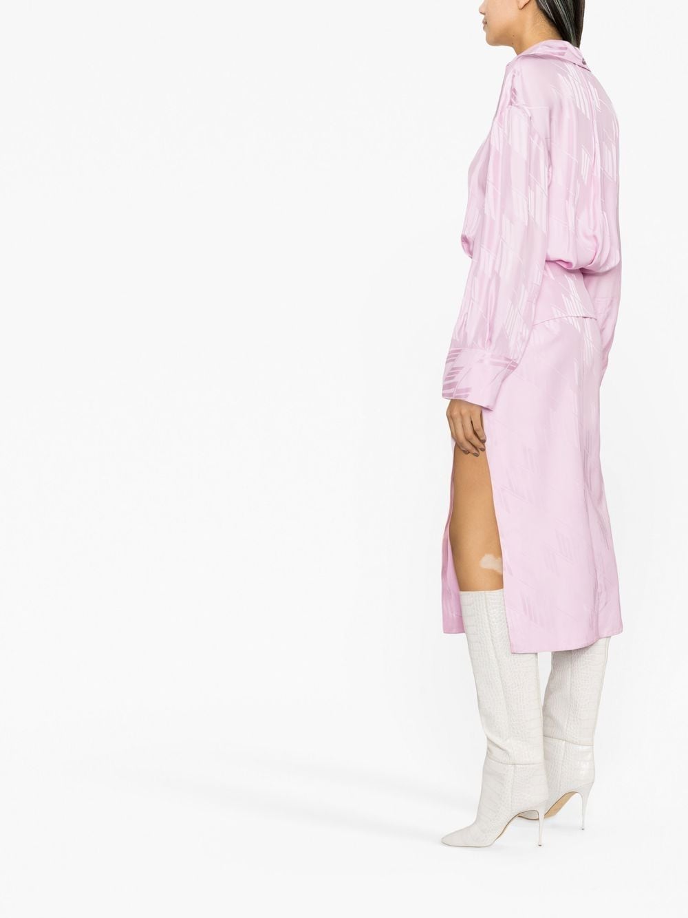 Shop Attico Logo-jacquard Satin Shirt Dress In Pink