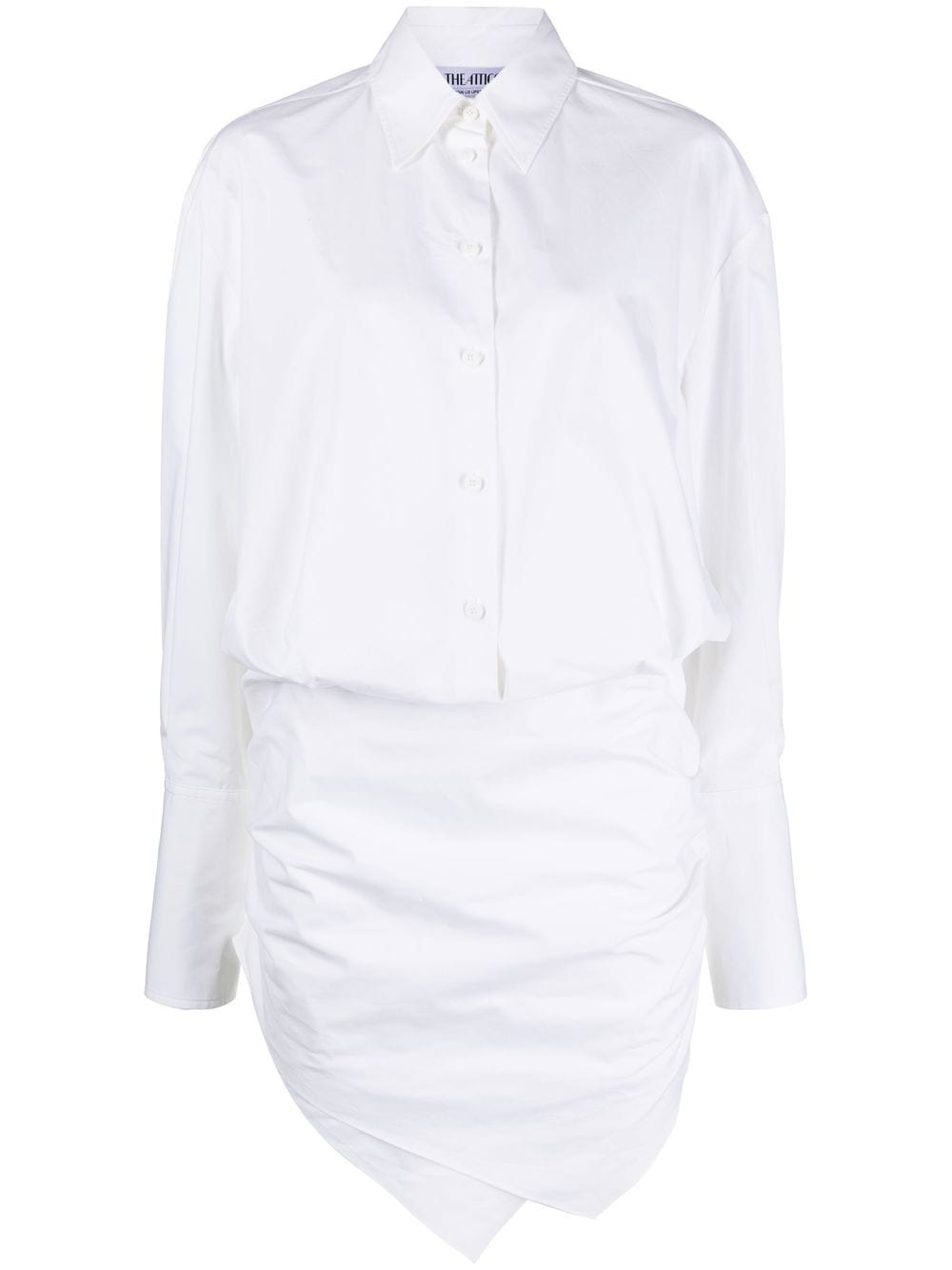Shop Attico Ruched-front Shirtdress In White