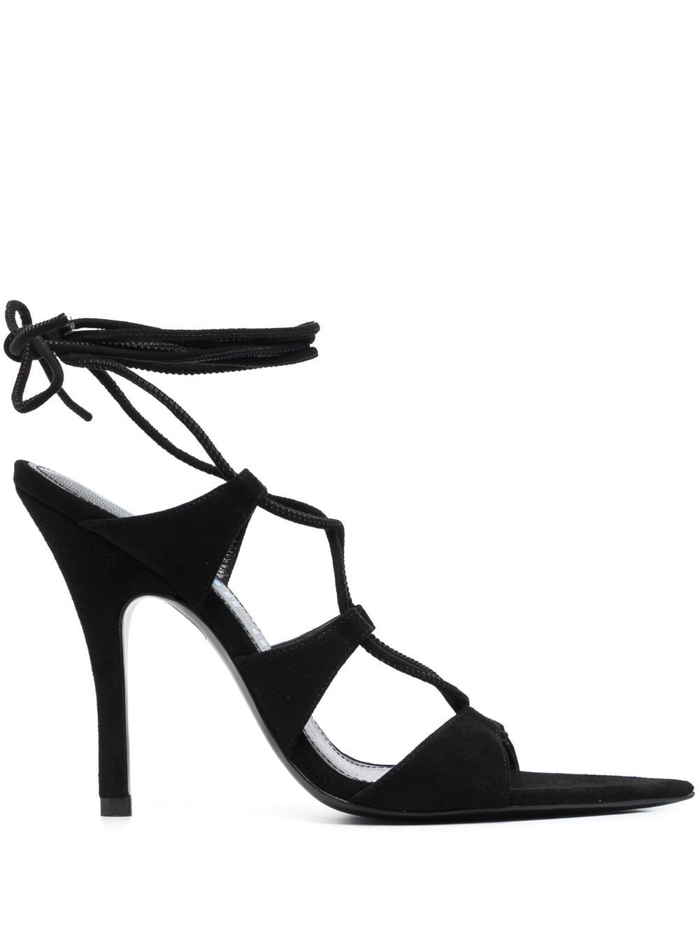 Shop Attico 110mm Lace-up Sandals In Black