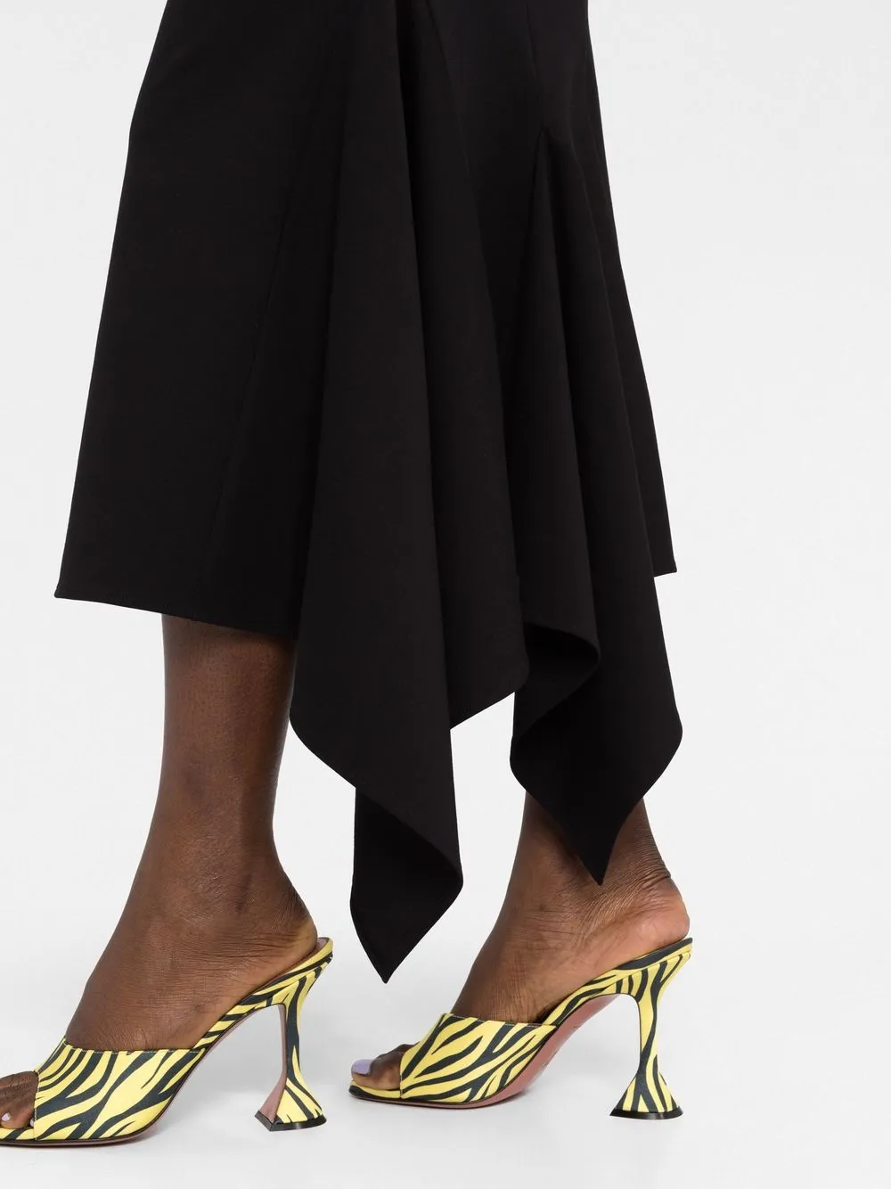 Attico Sam Asymmetric Midi Dress W/ Cutouts In Black