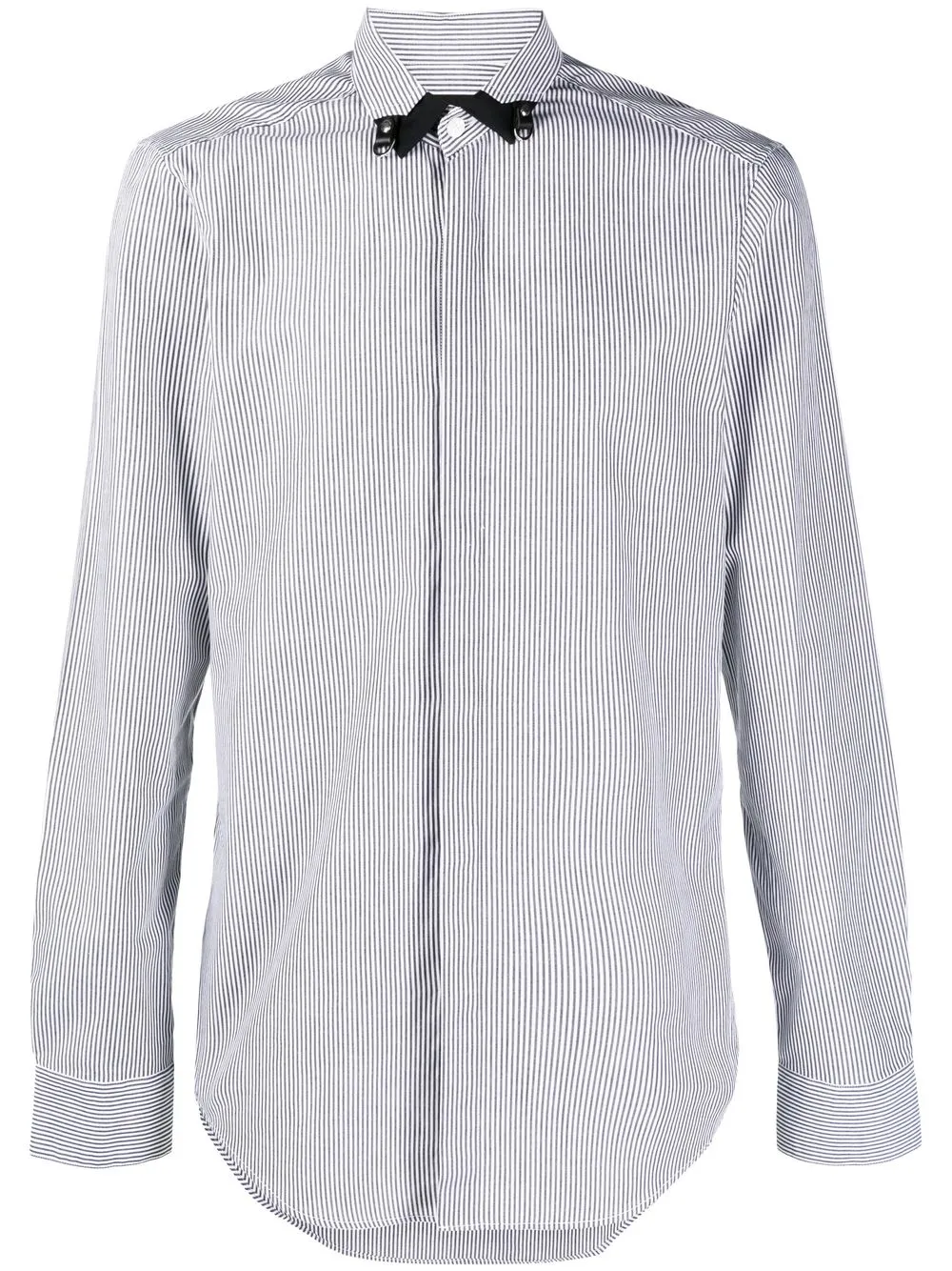

LES HOMMES D-ring collar stripe shirt - Black